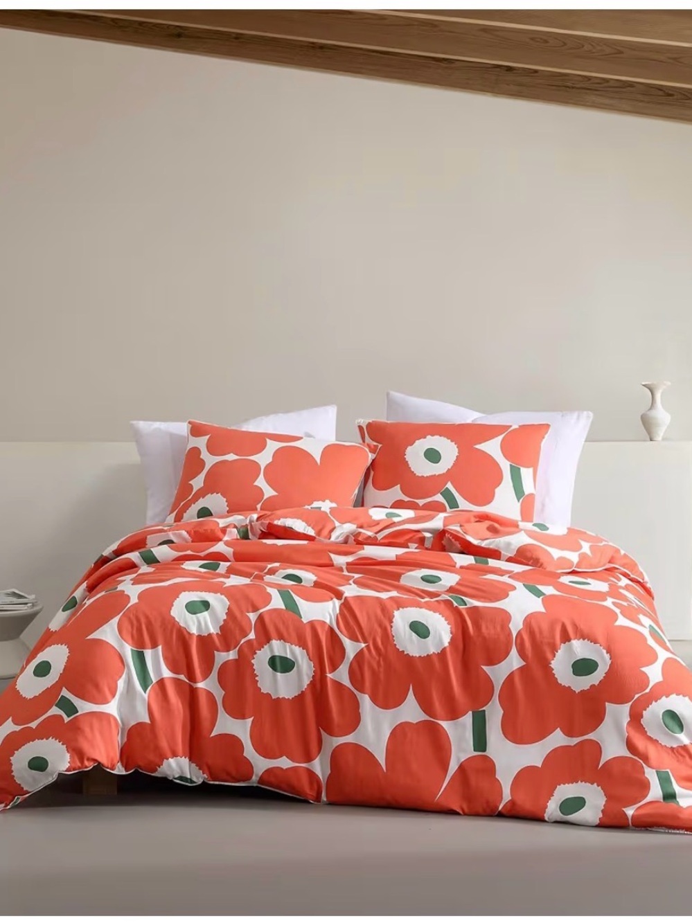Marimekko Orange and White Floral Duvet Cover